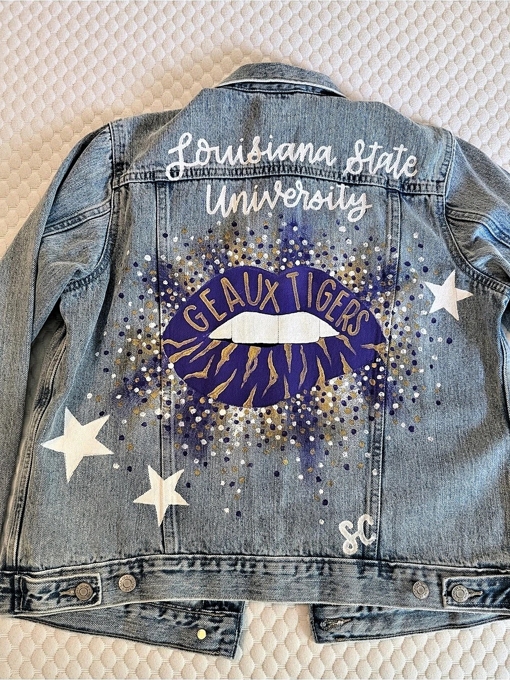 Custom LSU Denim Jean Jacket Medium